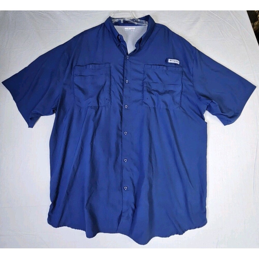 Columbia PFG Shirt Men's 3XT Blue Tamiami Vented Performance Fishing Button
